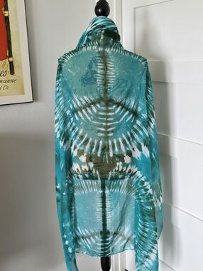 Large Peace Sign Handmade Tie Dye Wrap Scarf Peace Sign. Functional Art Textile.